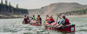 Canoeists on the Horton River, NWT, Canada.