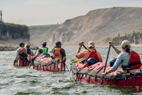 Canoeists on the Horton River, NWT, Canada.