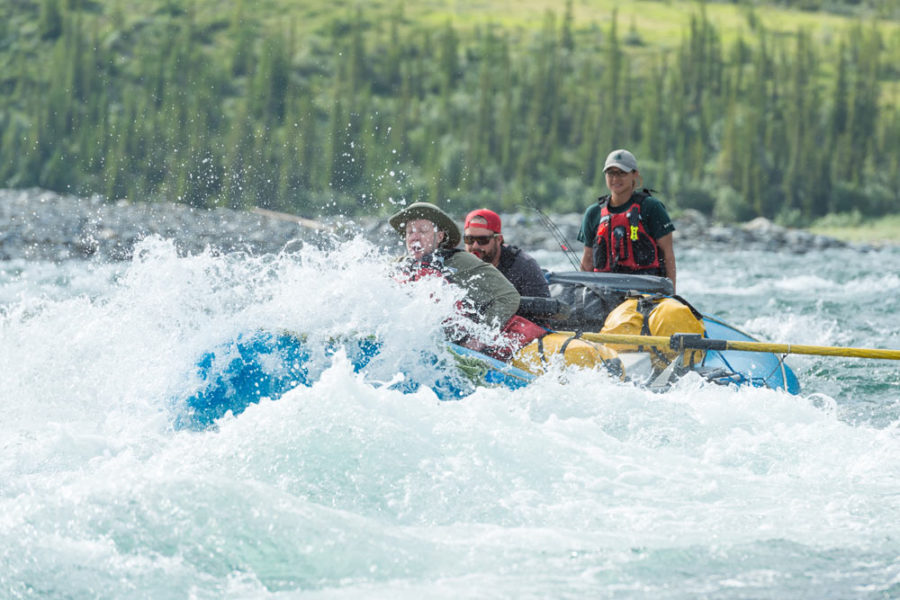 Rafters in large rapids, Firth River Rafting, Ivvavik National Park, Yukon Territory.