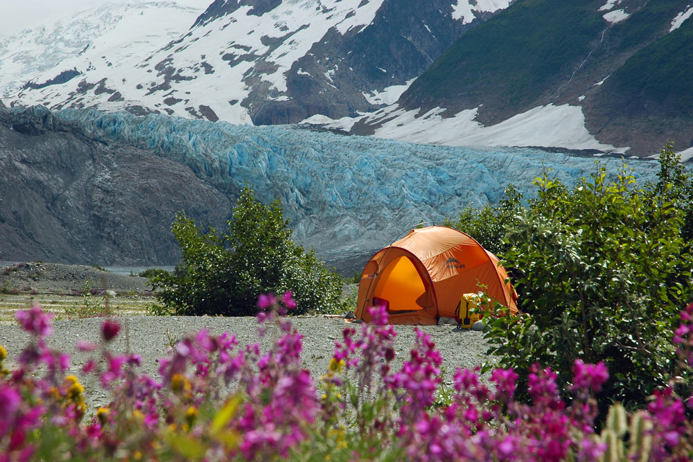 Camp at Walker Glacier, Alsek River, Glacier Bay National Park