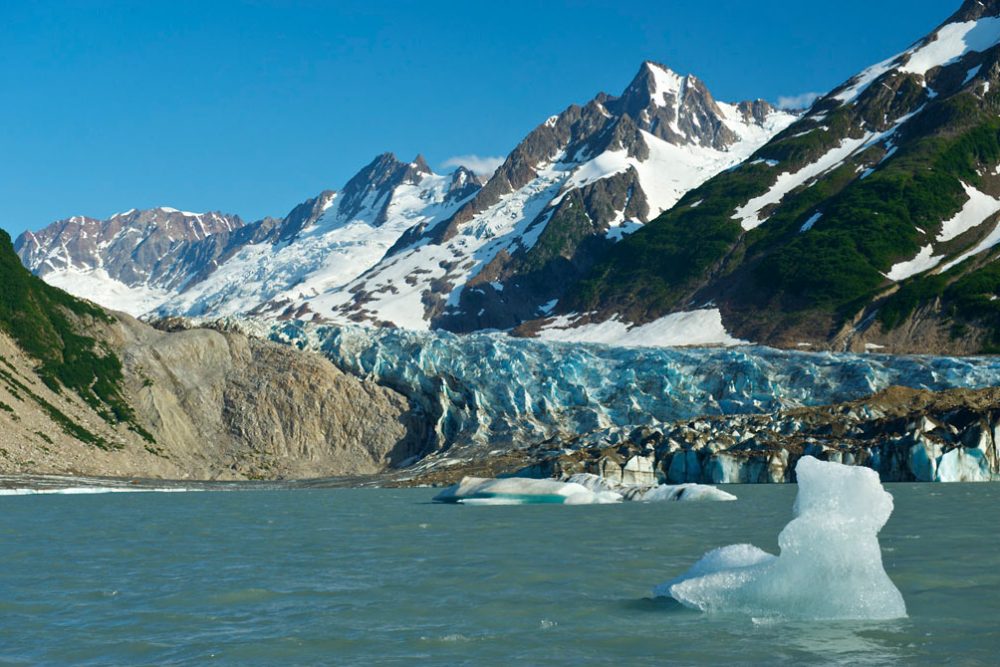 A stunning view of a glacier on our Alsek River Rafting Expedition.