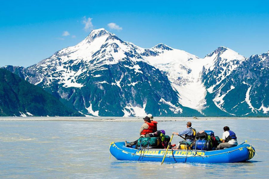 Rafting the Alsek River, which is renowned for large rapids, dramatic mountain valleys and glaciers, and is a true wilderness treasure.