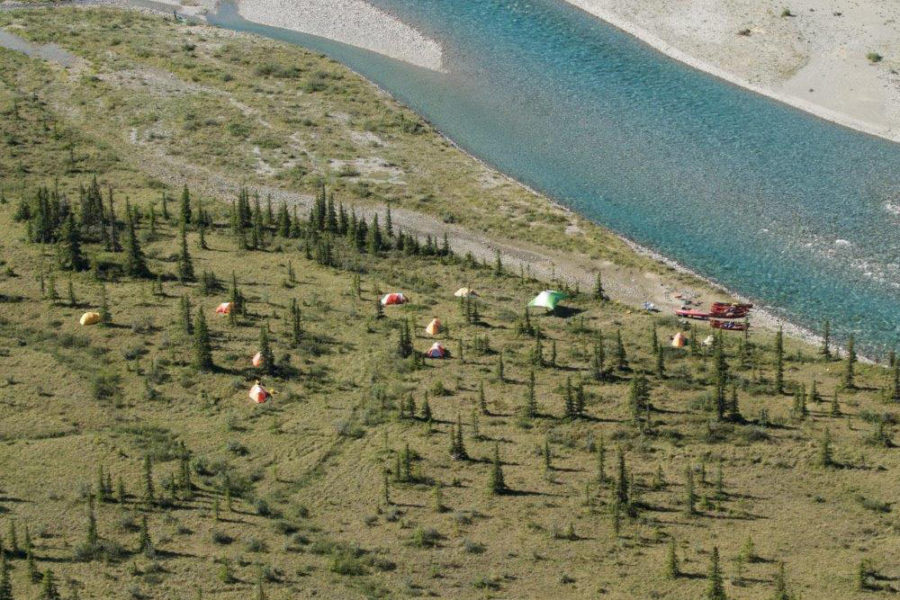 Campsite on the Wind River, Yukon Territory, in the Peel Watershed.