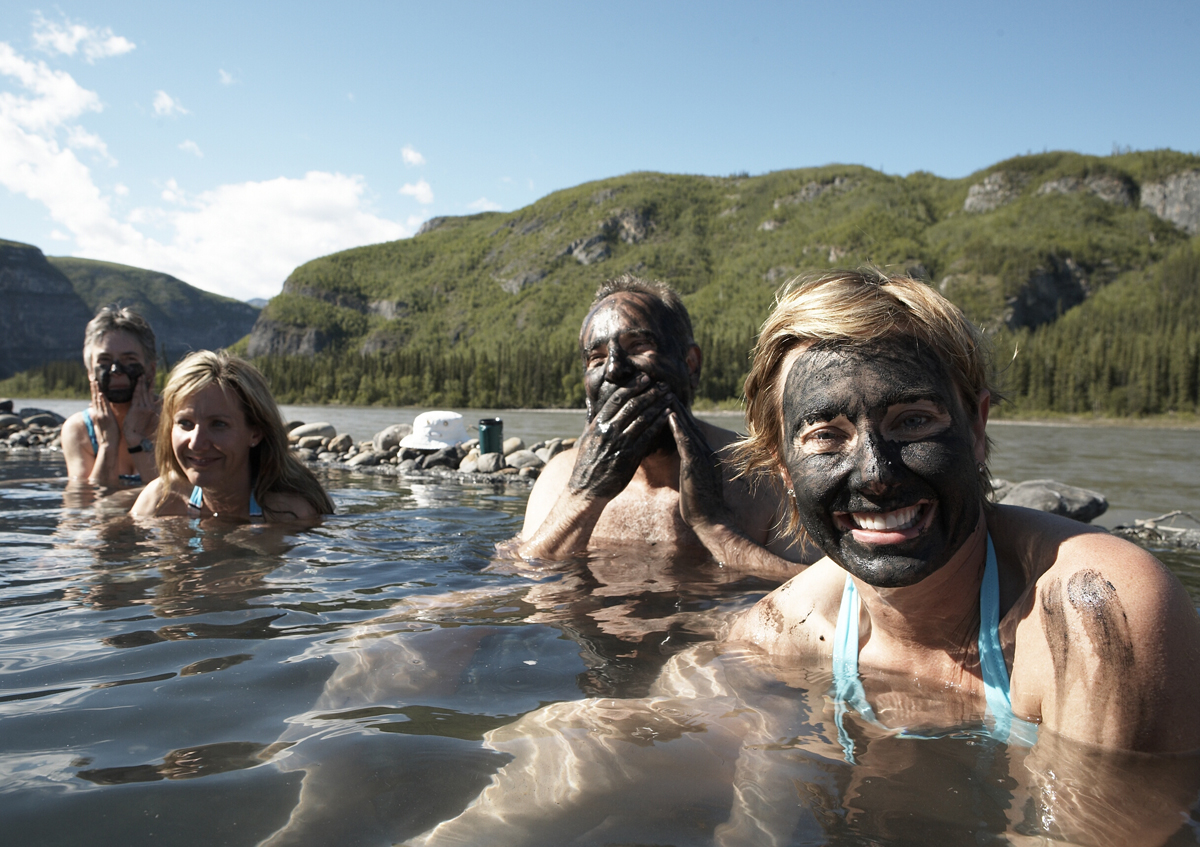 Hotsprings mud "spa treatments" on the Nahanni River (Photo: Noel Hendrickson)