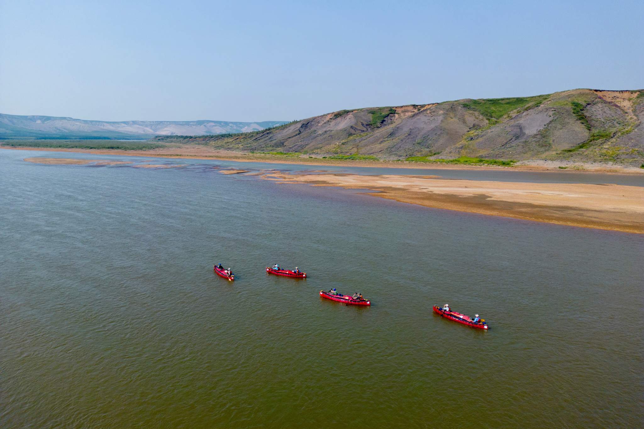 Canoes on the Horton River, Northwest Territories, Arctic, Canada.