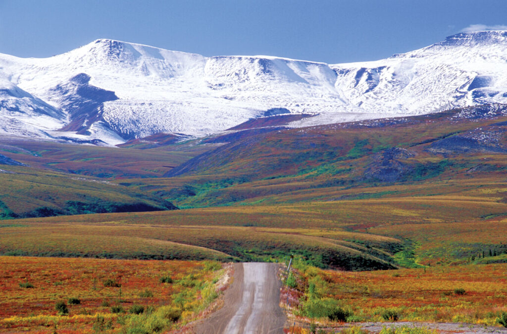 Snow covered mountains on the Dempster Highway, Yukon / Northwest Territories, Canada.