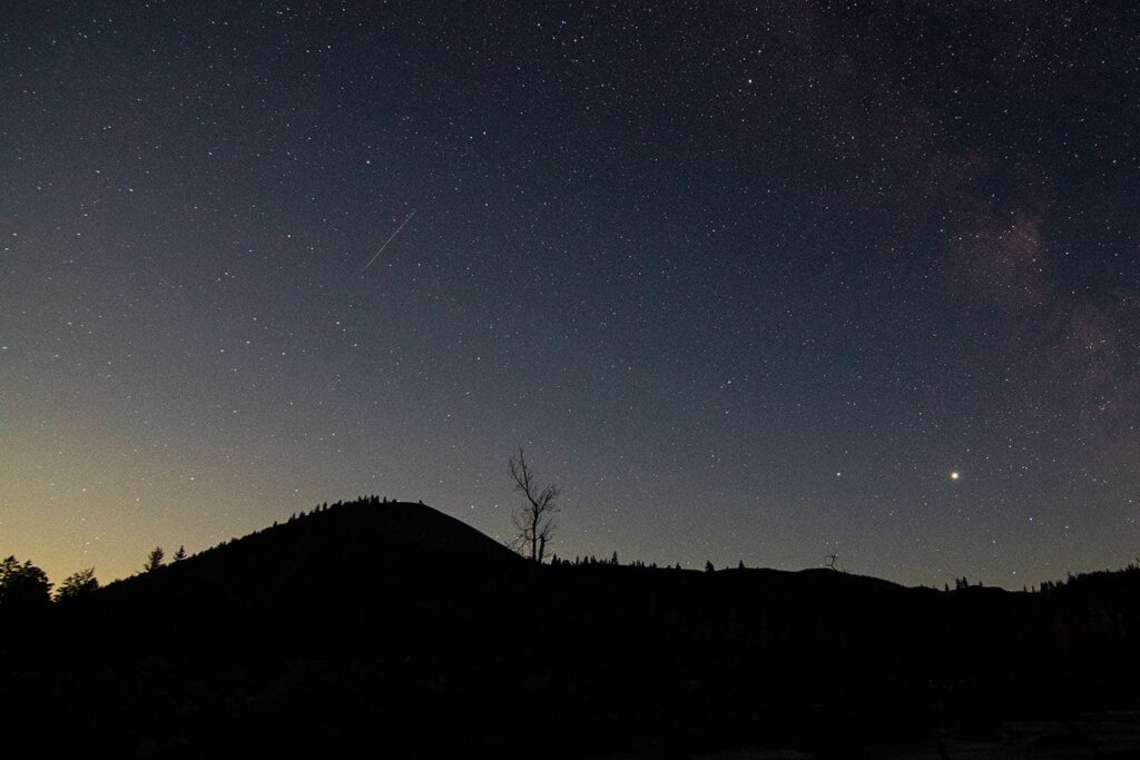 A starry night on the Taseko River, British Columbia, Canada.