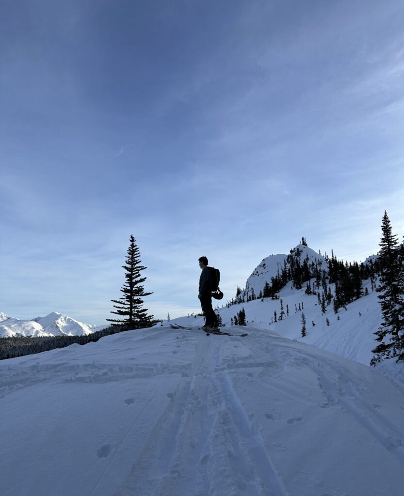 Ski touring at Hankin-Evelyn, BC, Canada.